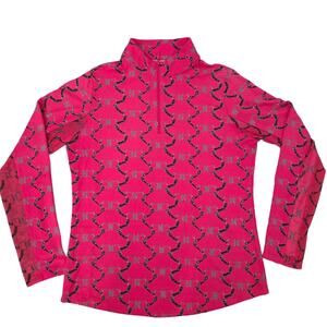 IBKUL Sz S Pink UPF 50+ IceFil Mock Neck Golf Tennis Pickleball Long Sleeve Top